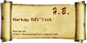 Harkay Bálint névjegykártya